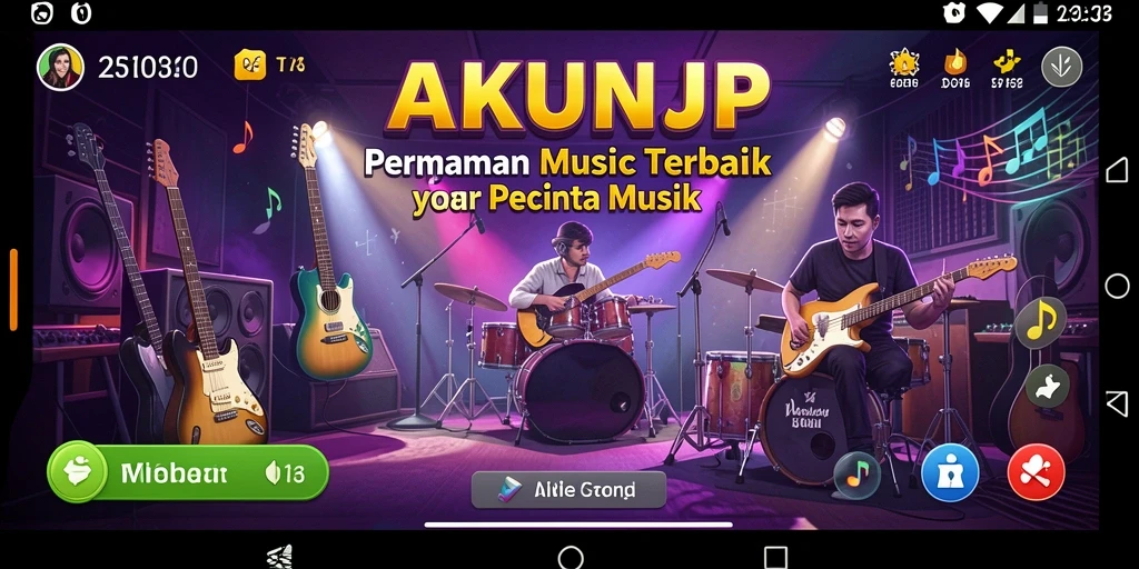 Tampilan gameplay akurat dari AKUNJP yang menampilkan interaksi musik.