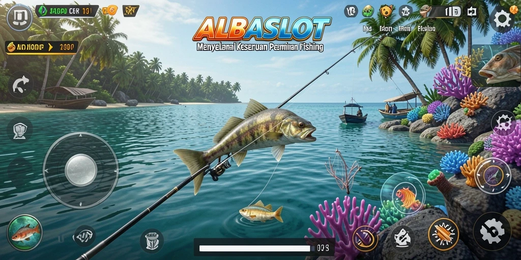 Tampilan gameplay memancing yang seru dan menarik di ALBASLOT.