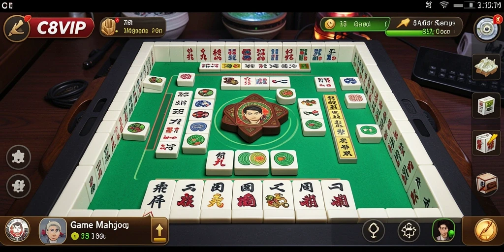 Tampilan gameplay C8VIP yang mengasyikkan dengan ubin Mahjong yang berwarna-warni.