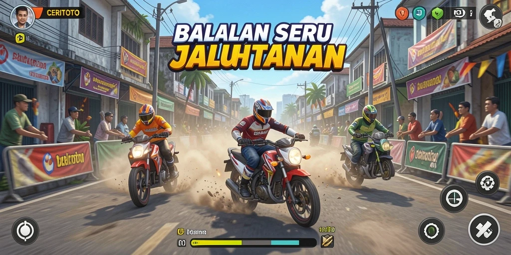 Gameplay Racing yang mendebarkan dalam CERITOTO.