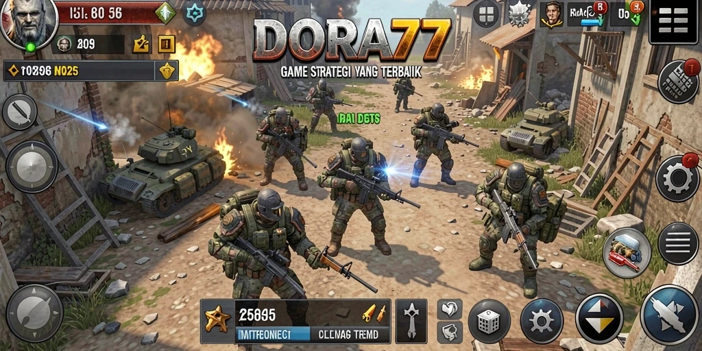 Tangkapan layar menampilkan pertempuran epik dalam DORA77.