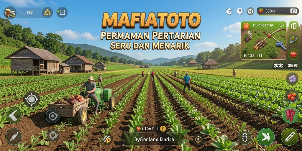 Screenshot dari gameplay MAFIATOTO dengan aktivitas bertani yang seru.