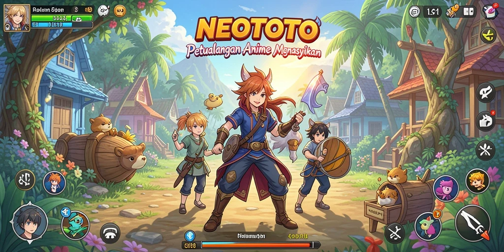 Screenshot gameplay NEOTOTO yang menunjukkan aksi seru karakter Anime.