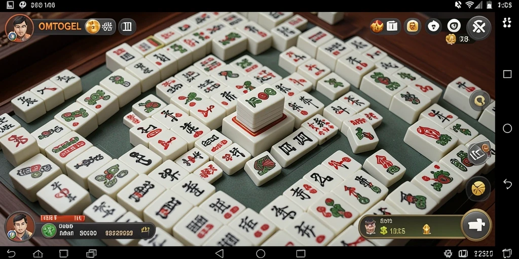 Screenshot gameplay OMTOGEL dengan suasana Mahjong yang seru.