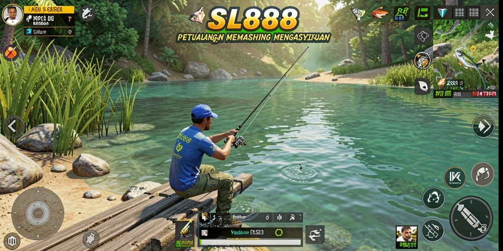 Tampilan menakjubkan dari gameplay SL888 saat memancing ikan.